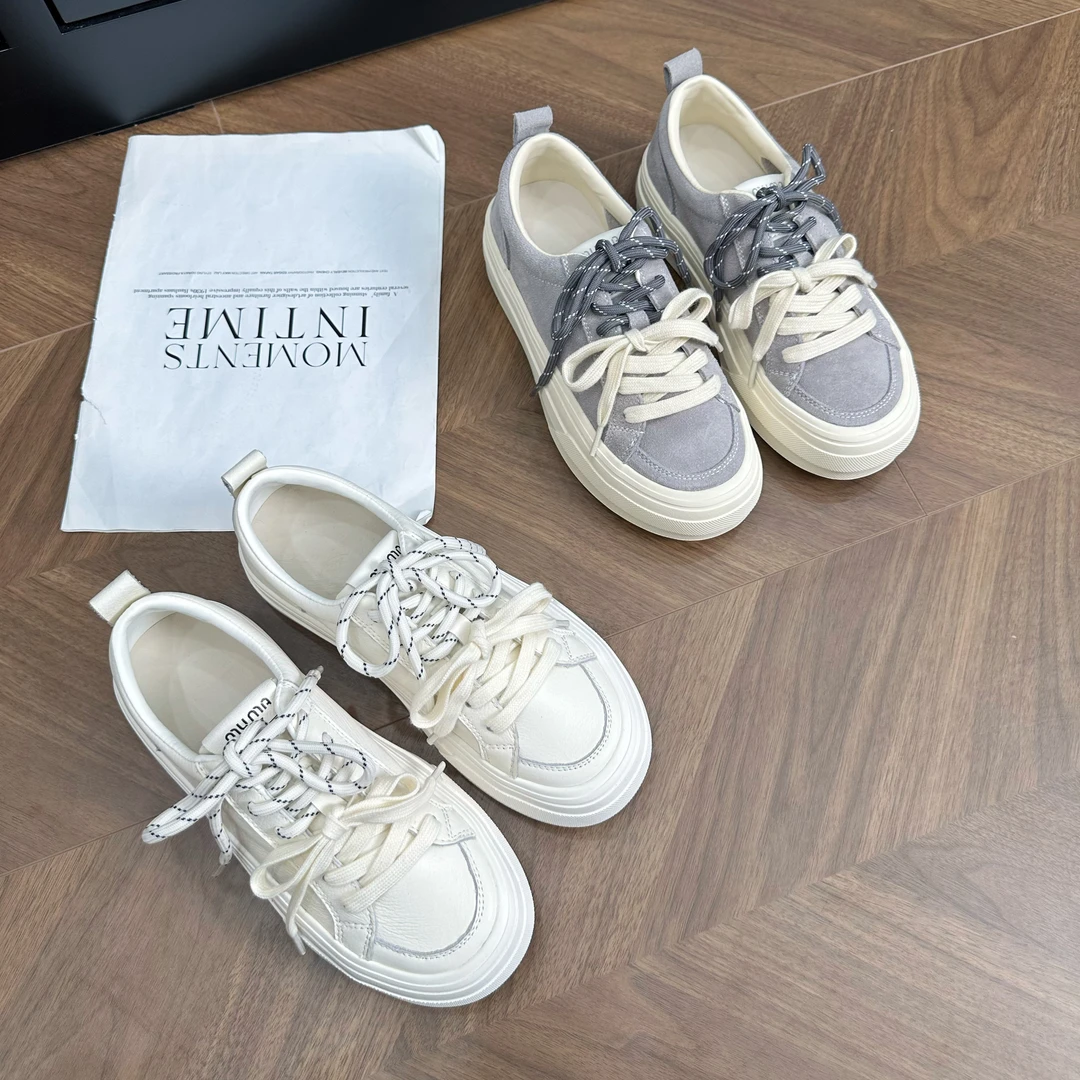 2025新款透气小白鞋春季厚底百搭真皮增高运动休闲板鞋39-57730