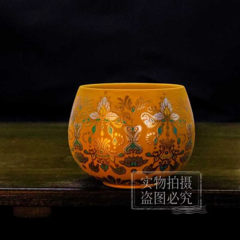 黄段繁花罗汉杯/容量50毫升