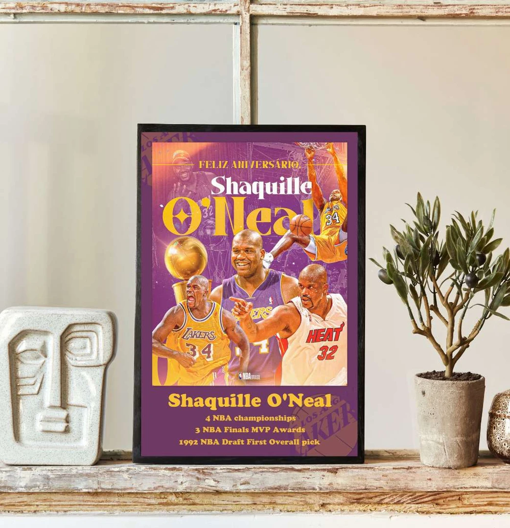 【奥尼尔】球星球衣装饰画现代设计装裱画卧室客厅晶瓷画装饰