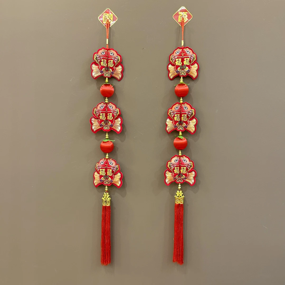 [N62]新年连串挂饰双鱼灯笼红色喜庆挂件客厅家居布置装饰挂串