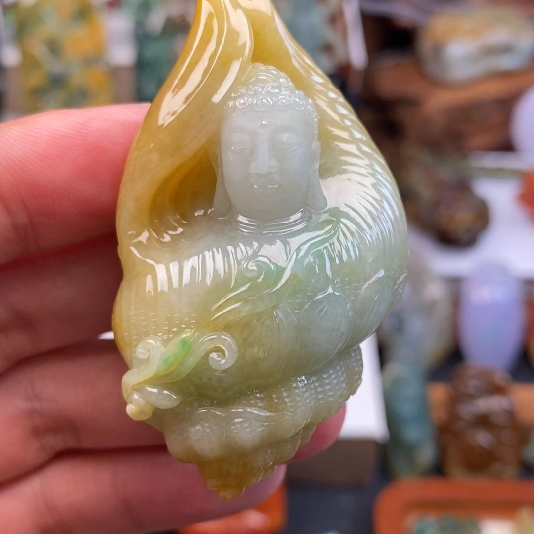 颈饰未镶嵌翡翠缅甸天然翡翠法螺