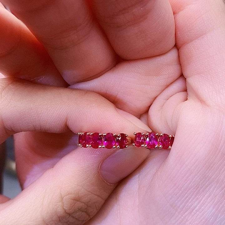 红宝石戒指银S925镶嵌