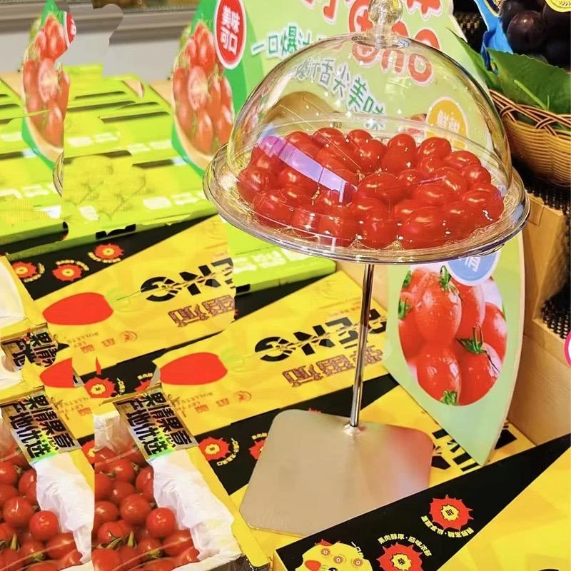 水果盘点心试吃架展示架糕点试吃吧台专用超市水果店带盖防尘透明