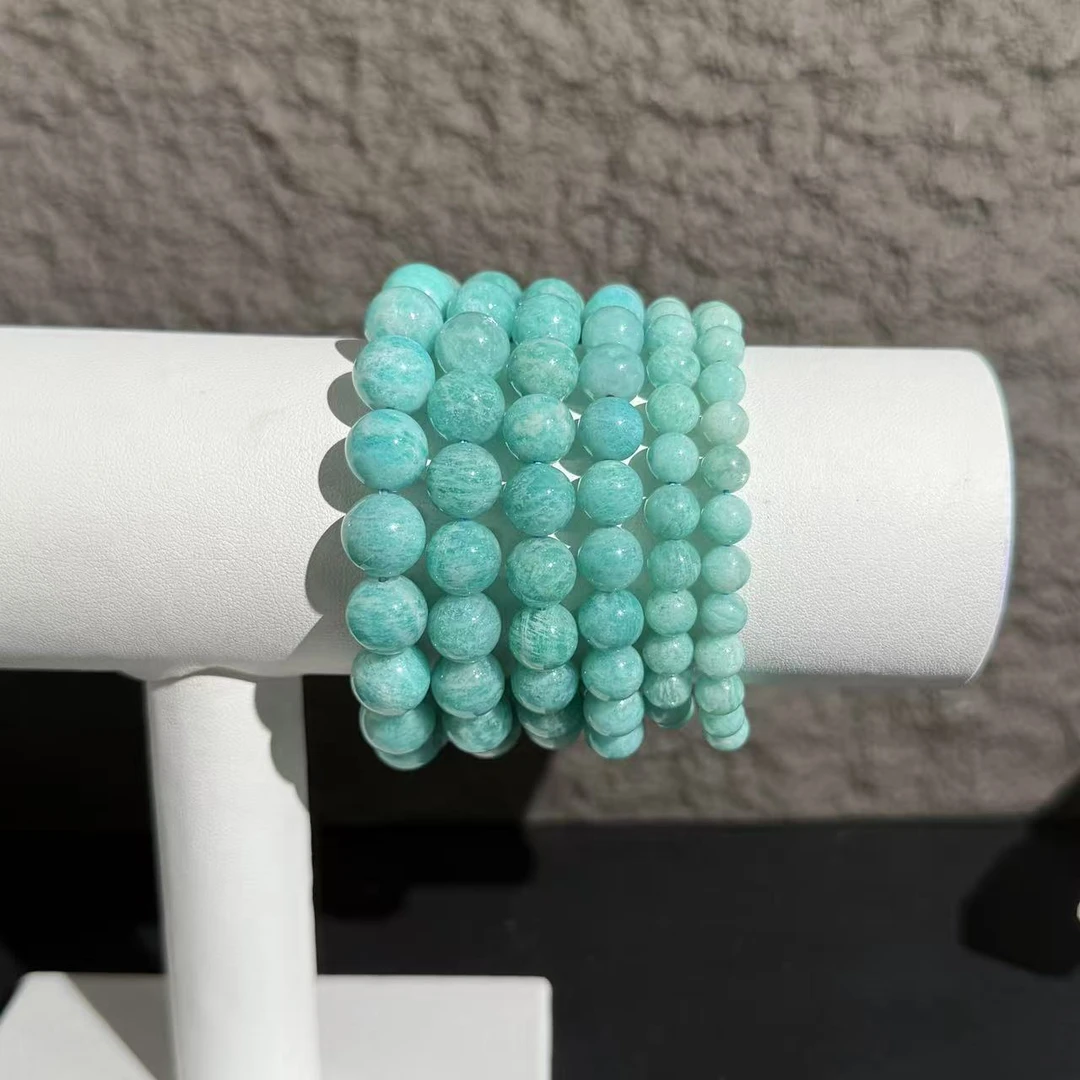 月光石/天河石/长石（处理）天然无优化老矿天河石H435手链手串