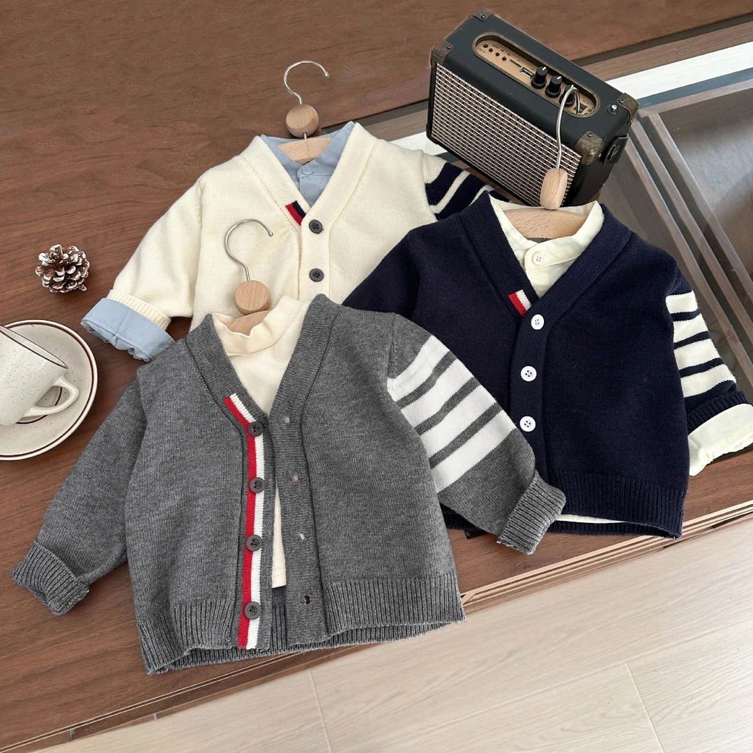 韩国童装宝宝毛衣春装新款帅气男女童气质针织开衫婴幼儿时髦外套