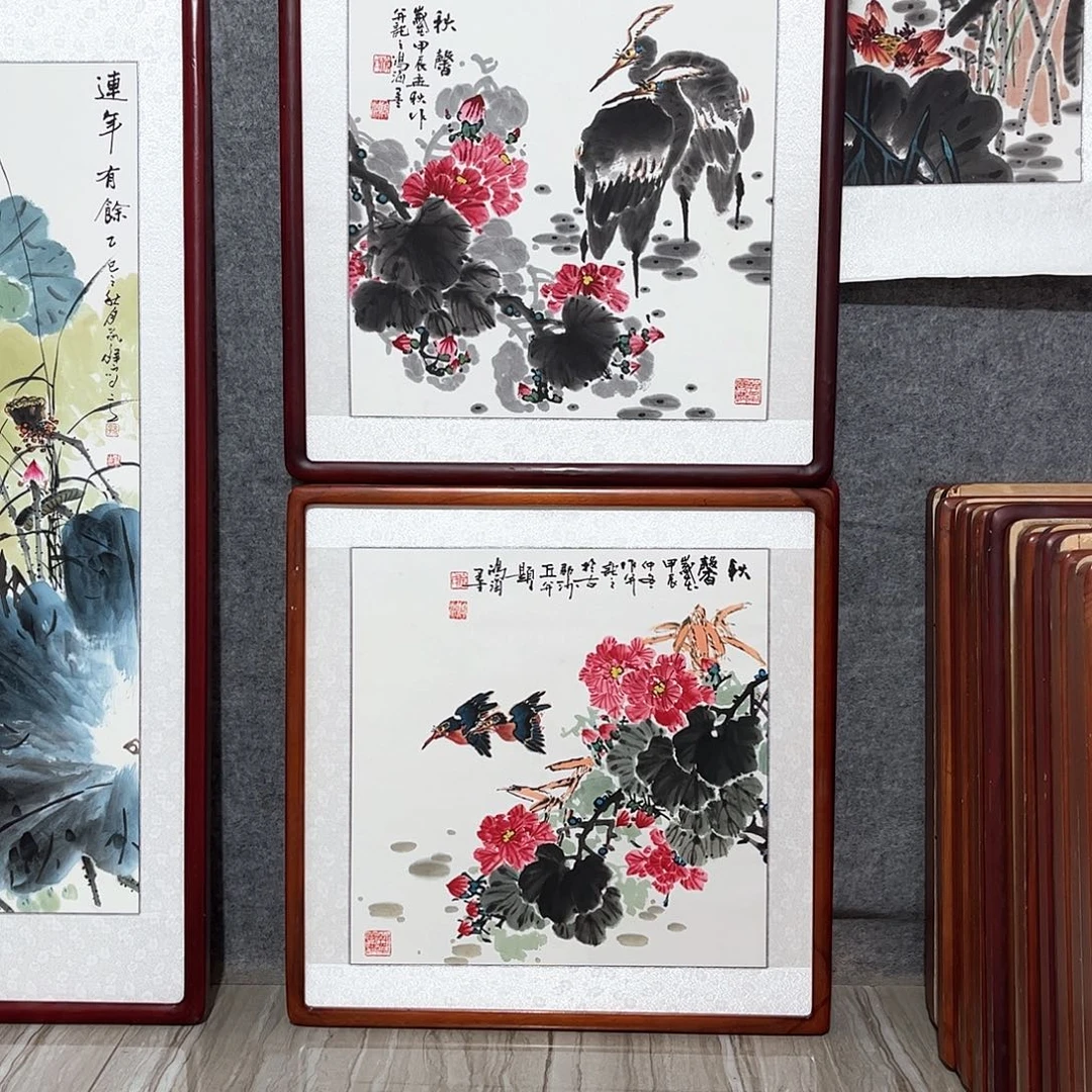 国画书画作品带框63×63