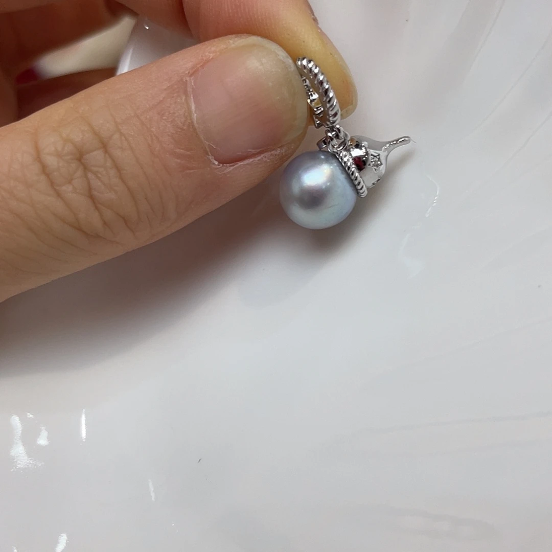 吊坠(不含链)银S925镶嵌海水珍珠