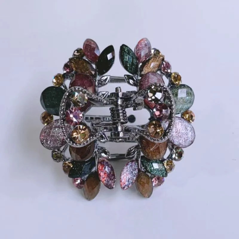 泛思小花朵奥钻小抓夹蝴蝶后脑勺半扎头发优雅发抓爪头饰发夹女