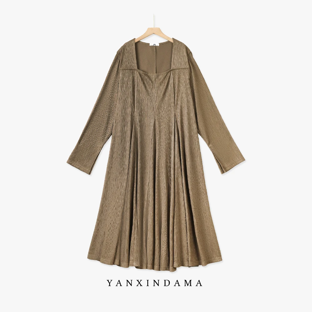 大码女装300斤胖MM温柔风设计感气质收腰显瘦连衣裙10103