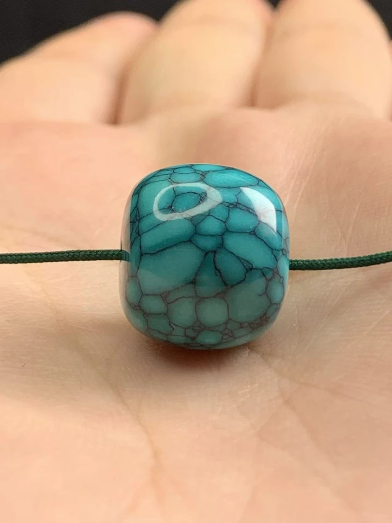 湖北特色纯手工原石原料珍藏级绿花老型配珠-手串10-16mm