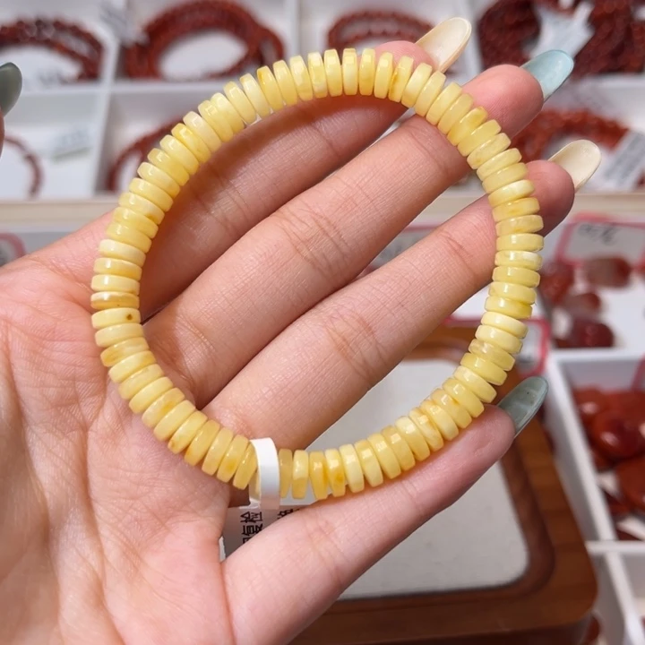蜜蜡未镶嵌手链精工直切药片7mm