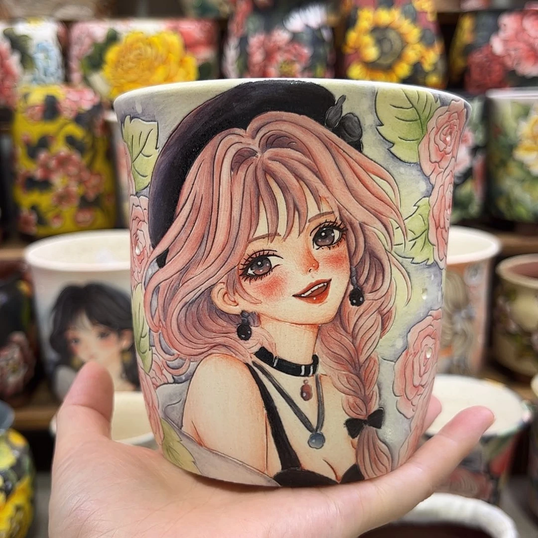 景德镇陶瓷花盆口11.5高12