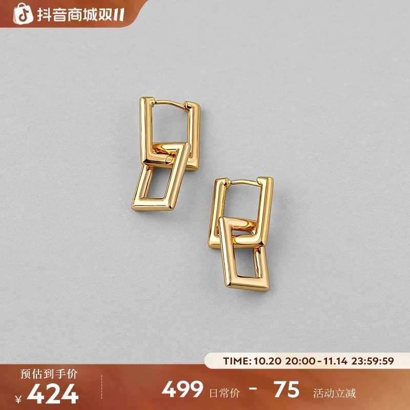 925银耳饰 白岚双扣耳钉女新款气质法式轻奢可拆卸百搭小众ED1994