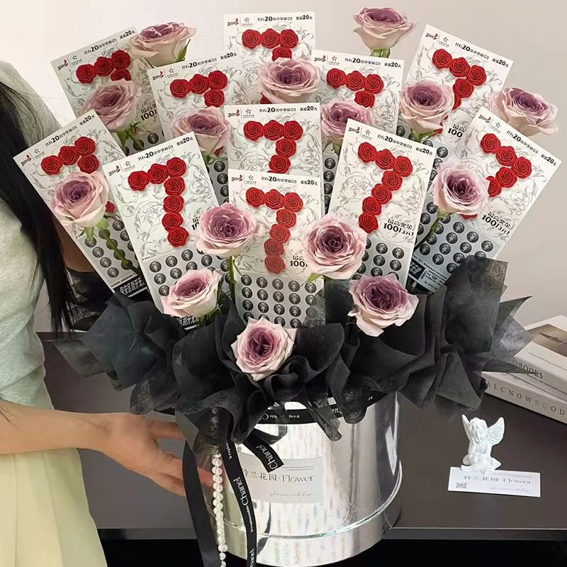 彩票抱抱桶花束DIY材料包送老婆男友老公妈妈生日情人节母亲节