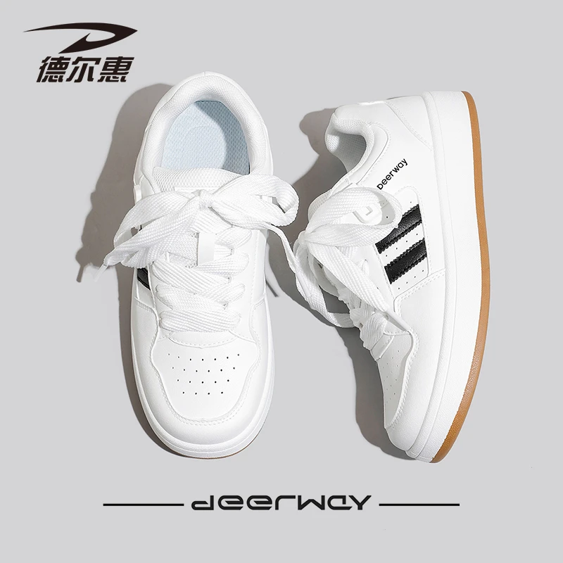 【德尔惠官方正品】2025春季新款厚底超级百搭面包鞋韩版超火休闲鞋