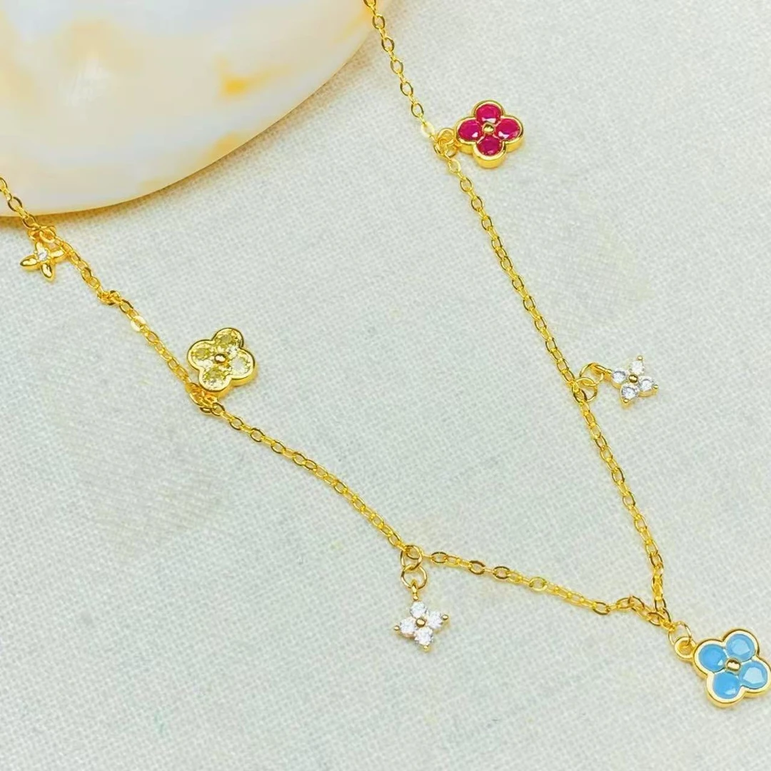 项链 K0604经典黄色叶子小花项链多样性发货48075