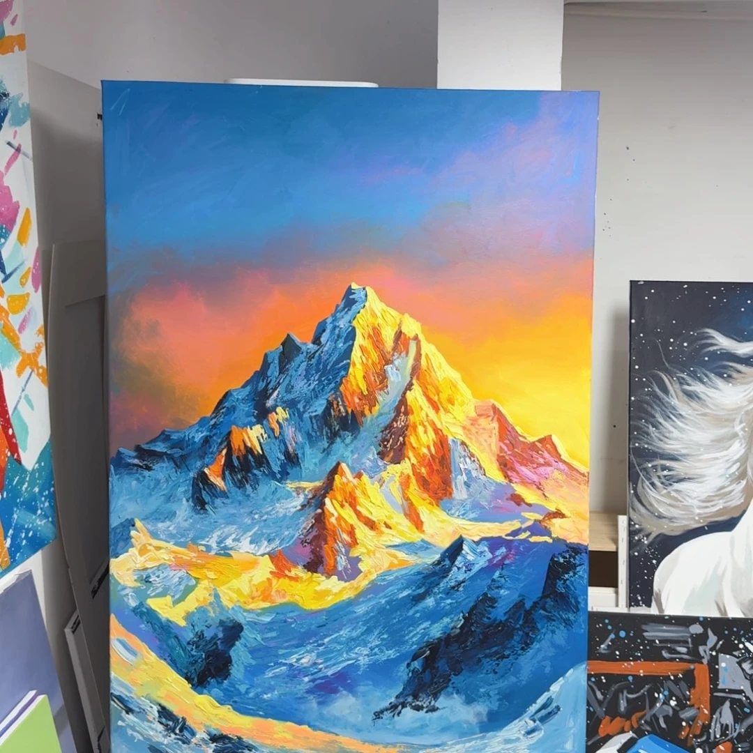 乾***素丙烯画定制金山大树不加框