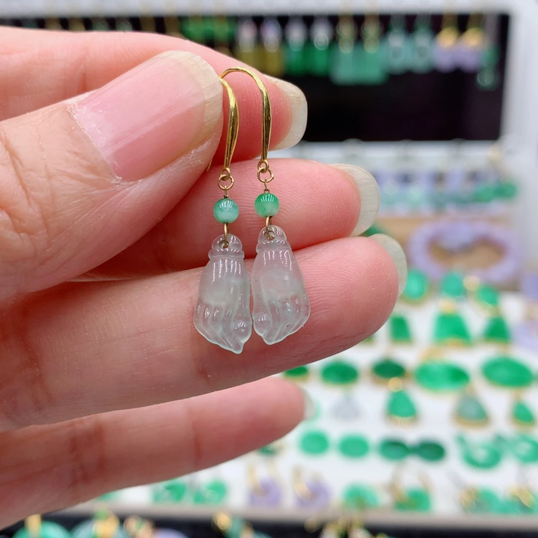 翡翠18K金镶嵌耳饰