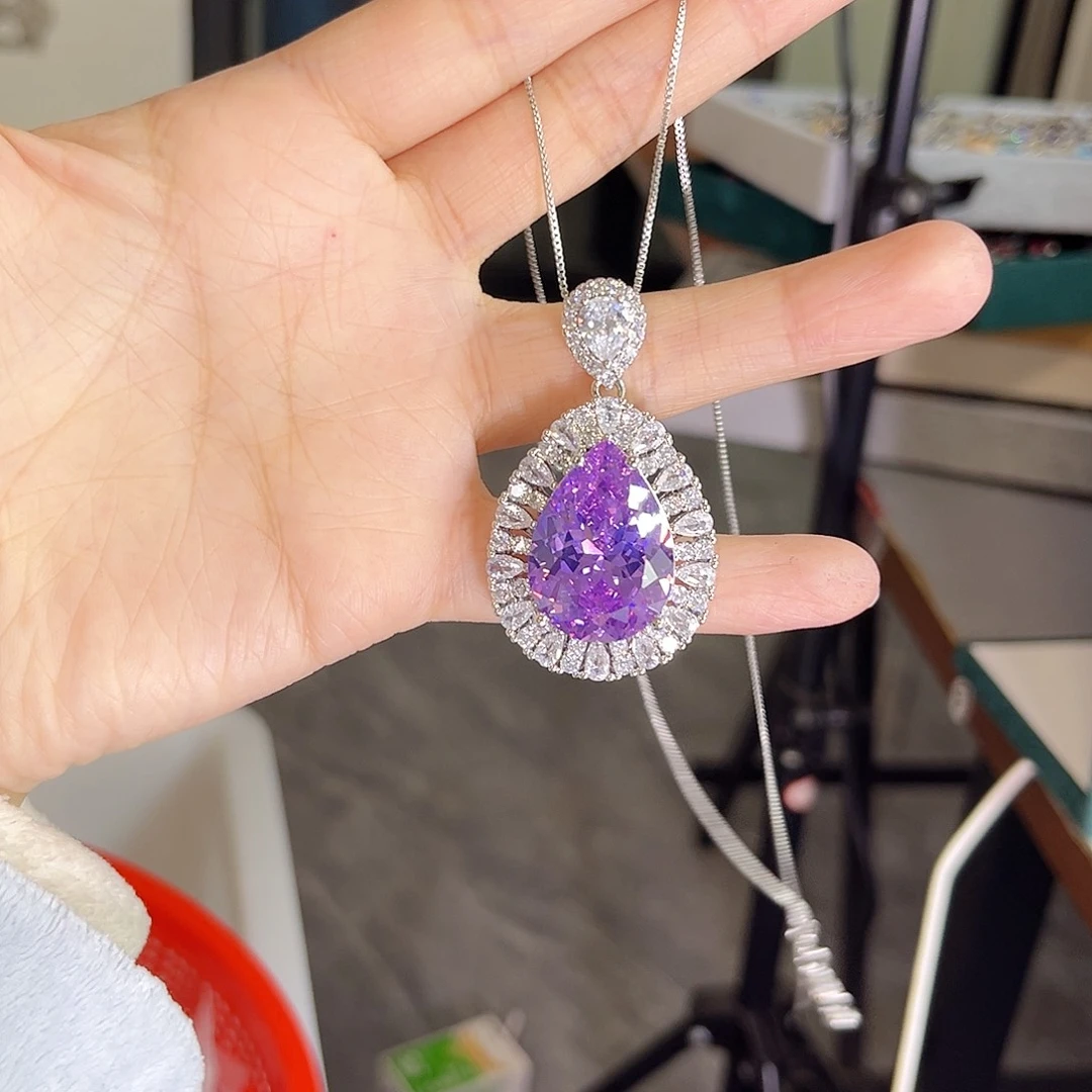 颈饰彩色蓝宝石银S925镶嵌