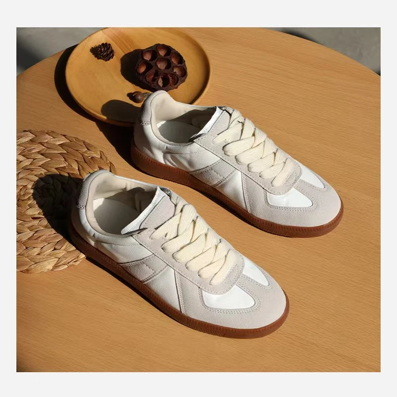 麻享【撞色德训鞋】拼接牛皮平底运动休闲复古系带潮流女鞋FSY51137