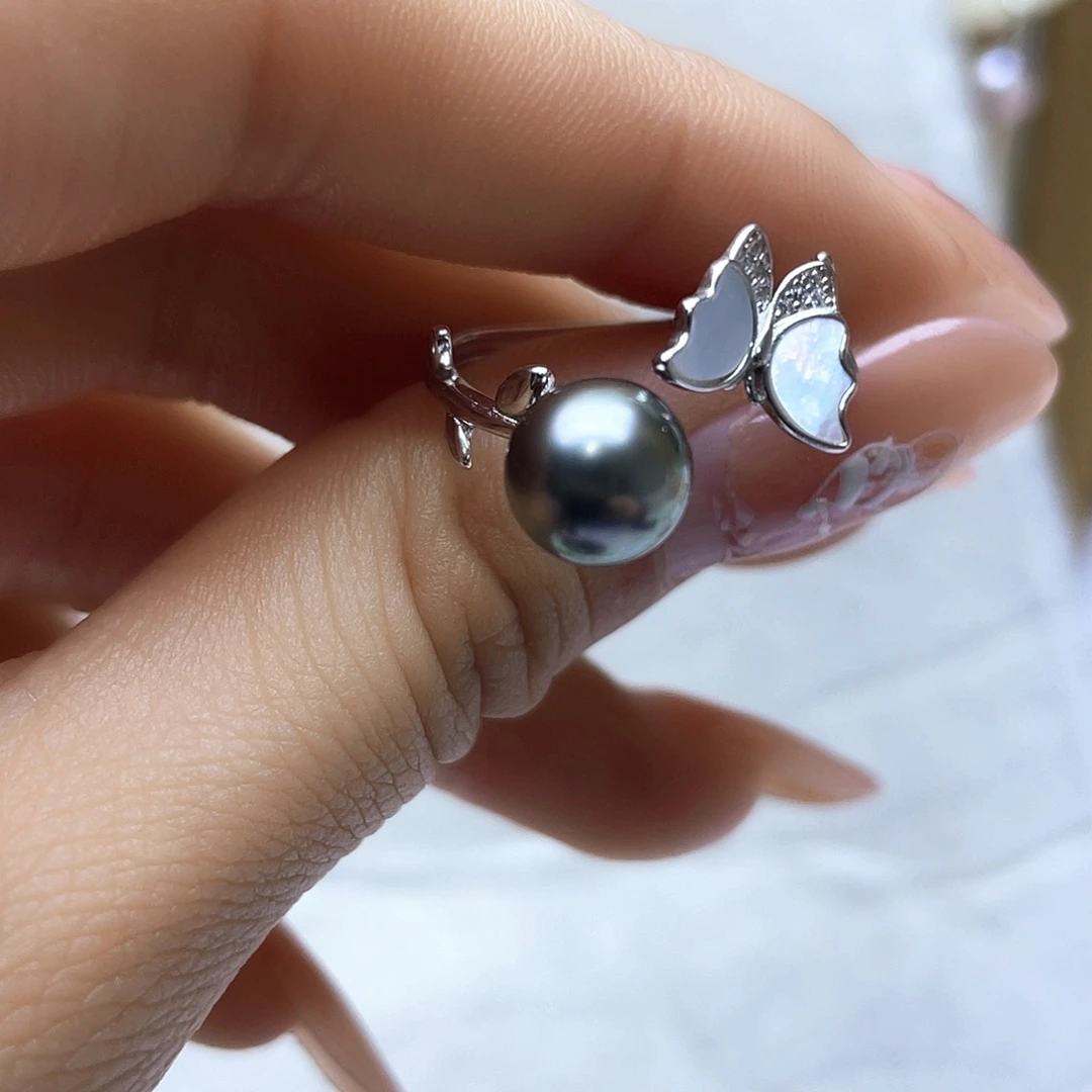 海水珍珠戒指银S925镶嵌