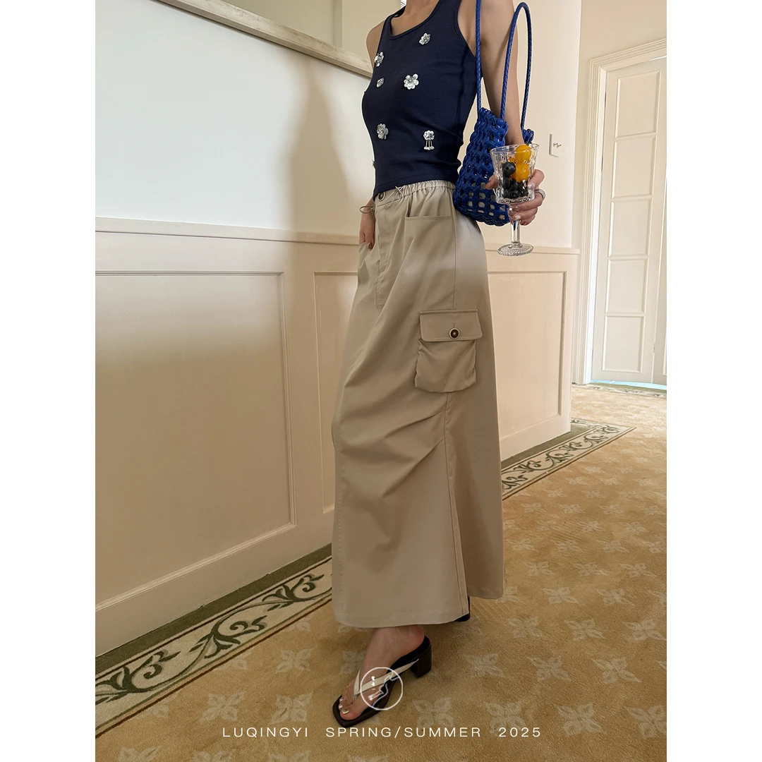 鹭青一原创【长调】莱赛尔斜纹半身裙女夏季工装半裙 L25Q7491B