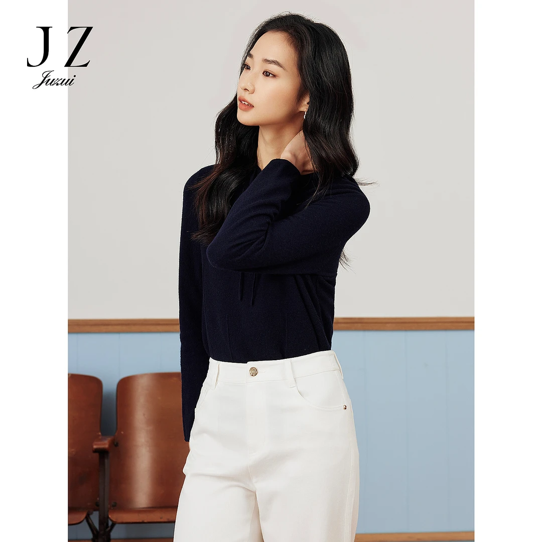 【小余专属】JZ玖姿JWFC31006商场同款休闲100%羊毛连帽针织衫女