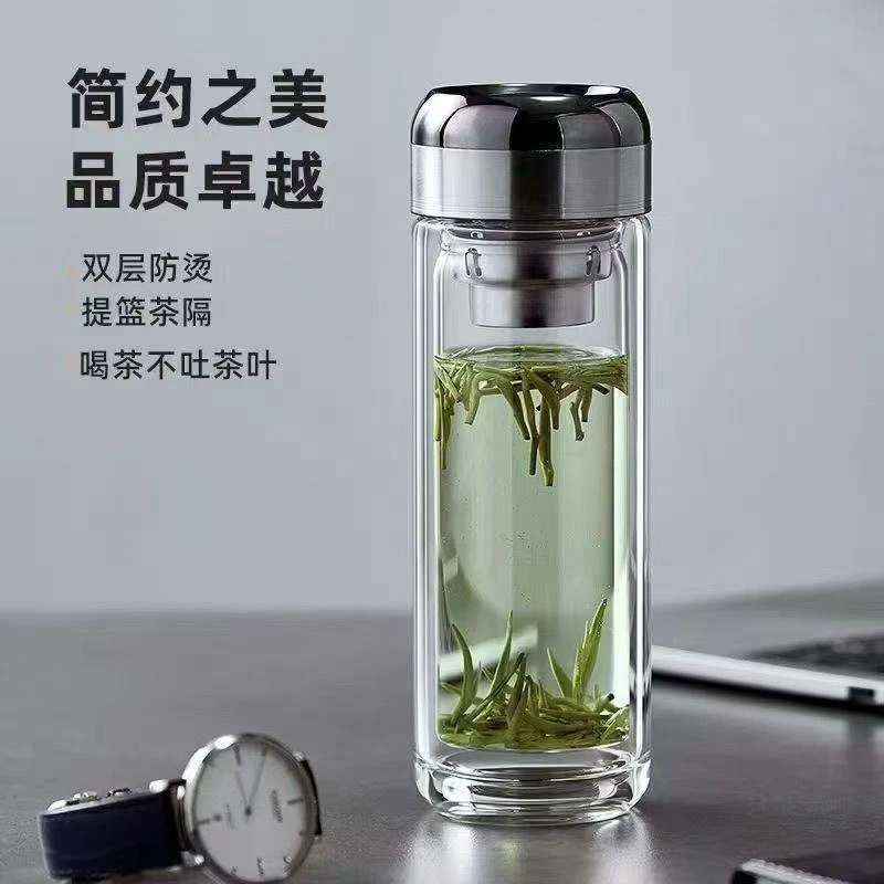 新款天使之眼玻璃杯隔热玻璃盖子茶隔款休闲风商务风盖子款泡茶杯