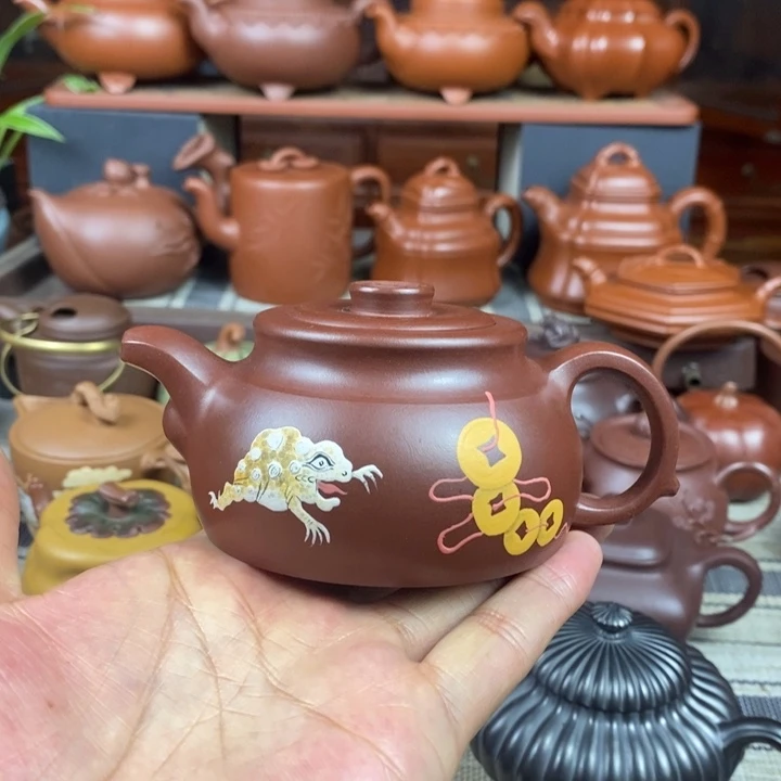 茶壶紫砂来财150cc原矿老紫泥全手工泥特价
