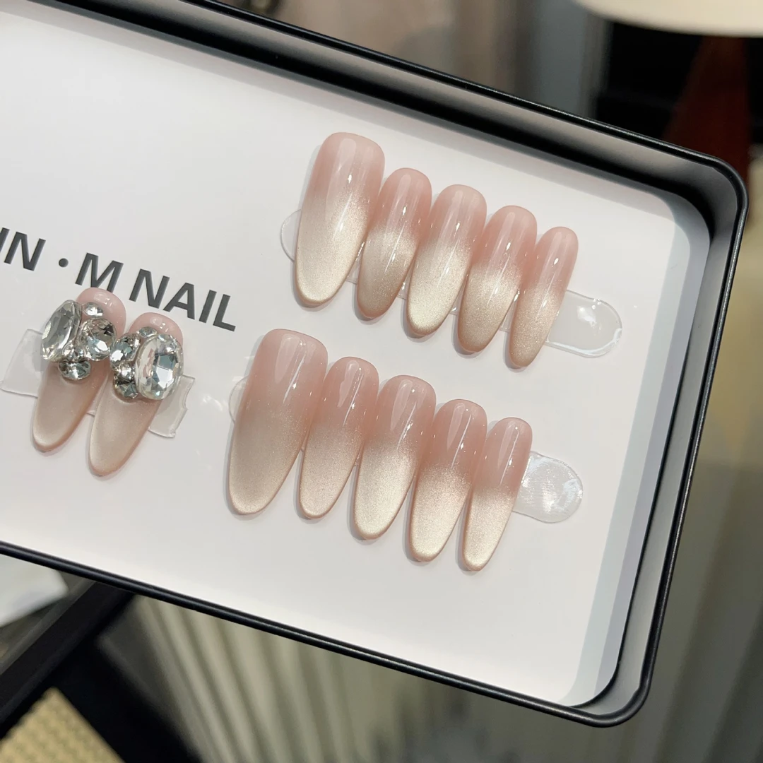 高级感美甲手工猫眼穿戴甲指甲贴片 纯手工穿戴甲拆卸式手工