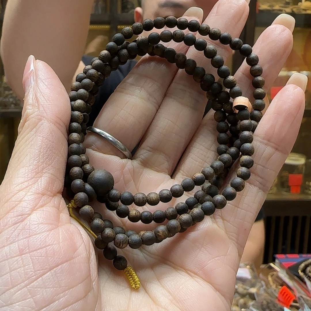 沉香手串16国香棋楠沉水4mm188多圈圆珠 8.2g