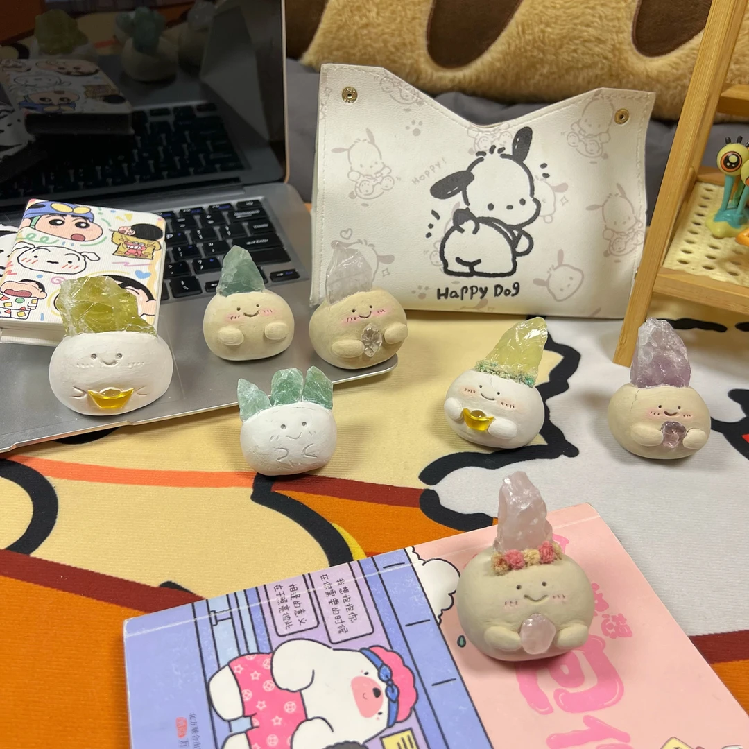 可爱晶石小豆丁石塑粘土手工diy材料包生日日常七夕礼物桌面摆件