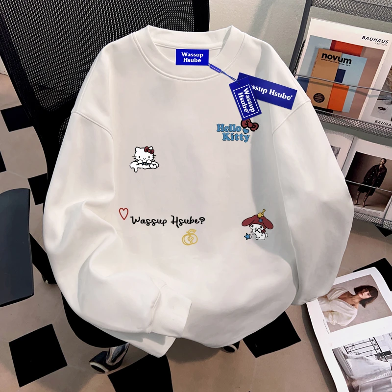 WASSUP HSUBE趣味卡通印花男女情侣长袖T恤秋季潮流百搭上衣vibe