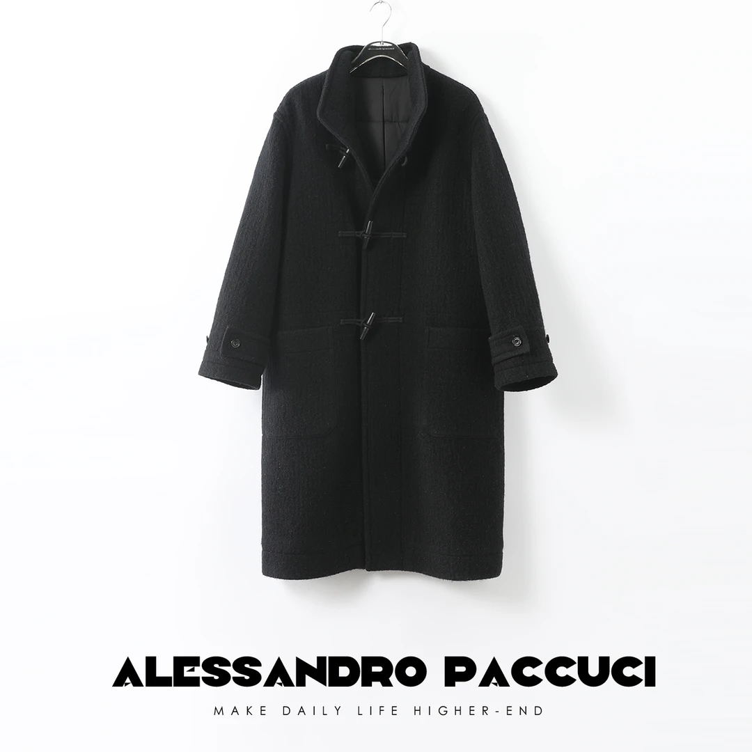 【孤品特价不退换】洛哥26431【长款】定纺羊毛牛角扣百搭加厚大衣
