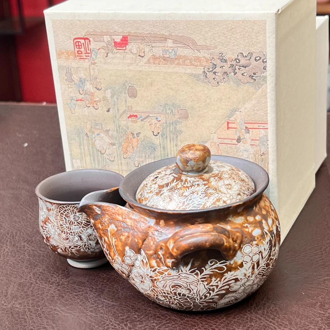 ZH3460-老岩泥沉香繁花手抓壶+加个杯子