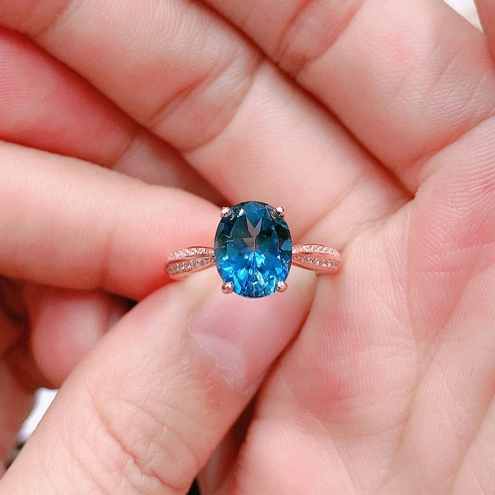 托帕石戒指银S925镶嵌8✖️10