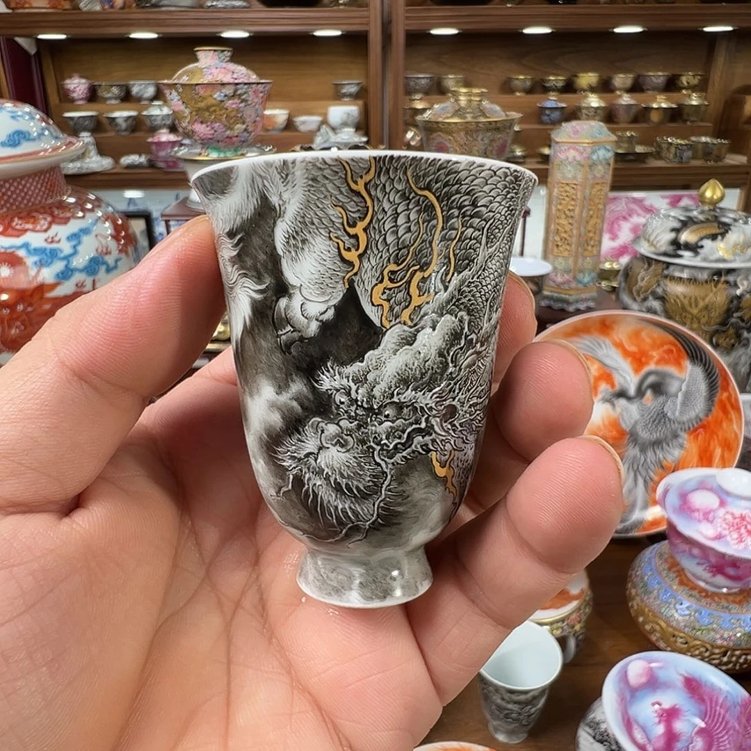 某林堂同款墨彩麒麟主人杯