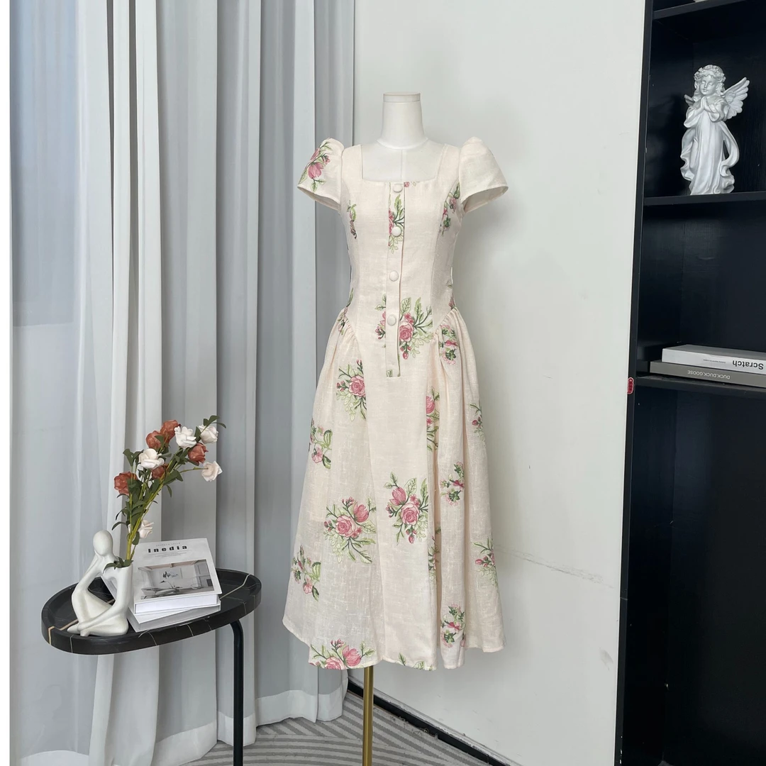 拉夏贝尔25夏显瘦气质小众轻奢赫本风长裙礼服连衣裙裤 15928 KCK