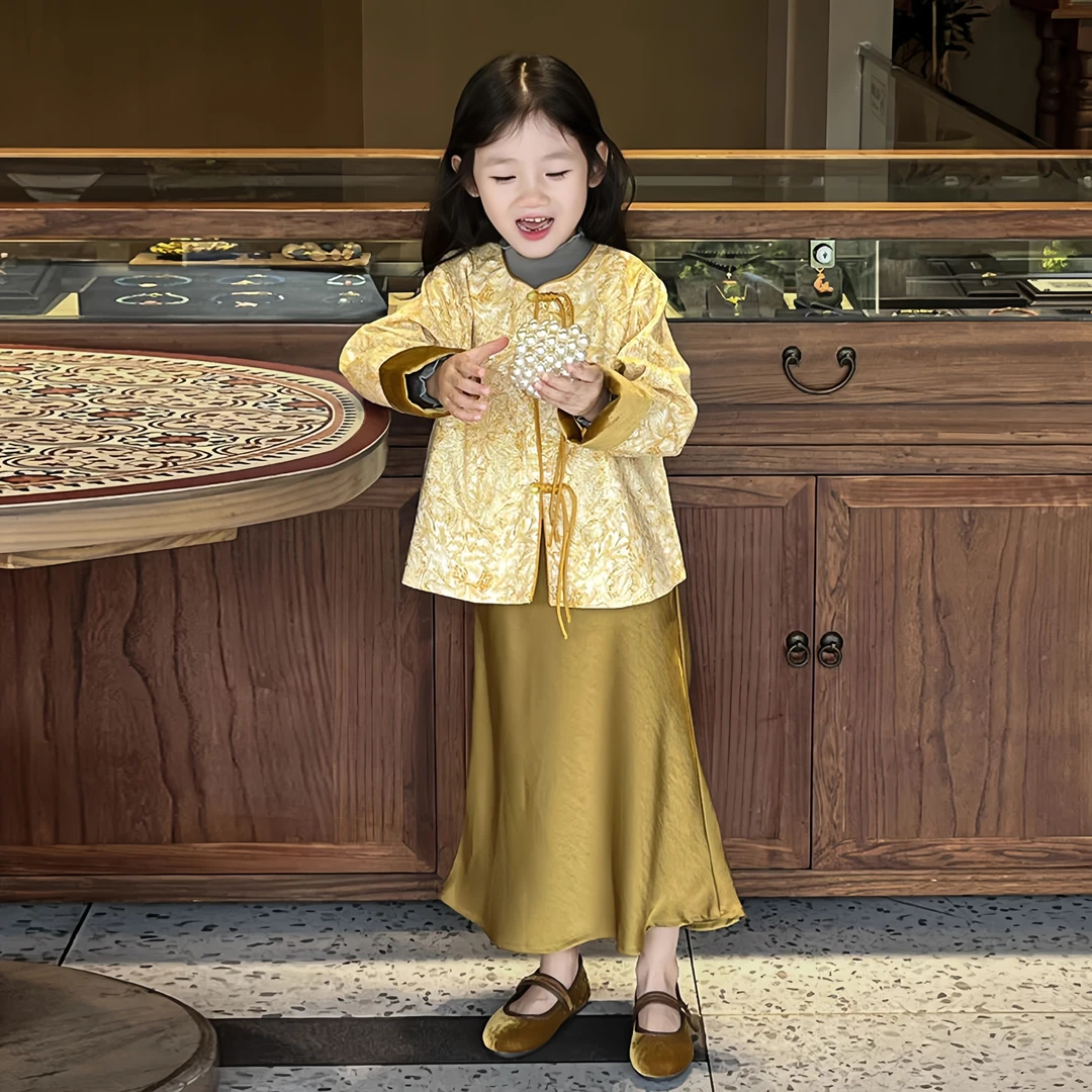 《小思家》2025年秋季中国风中秋节复古新中式唐装上衣半身裙套装