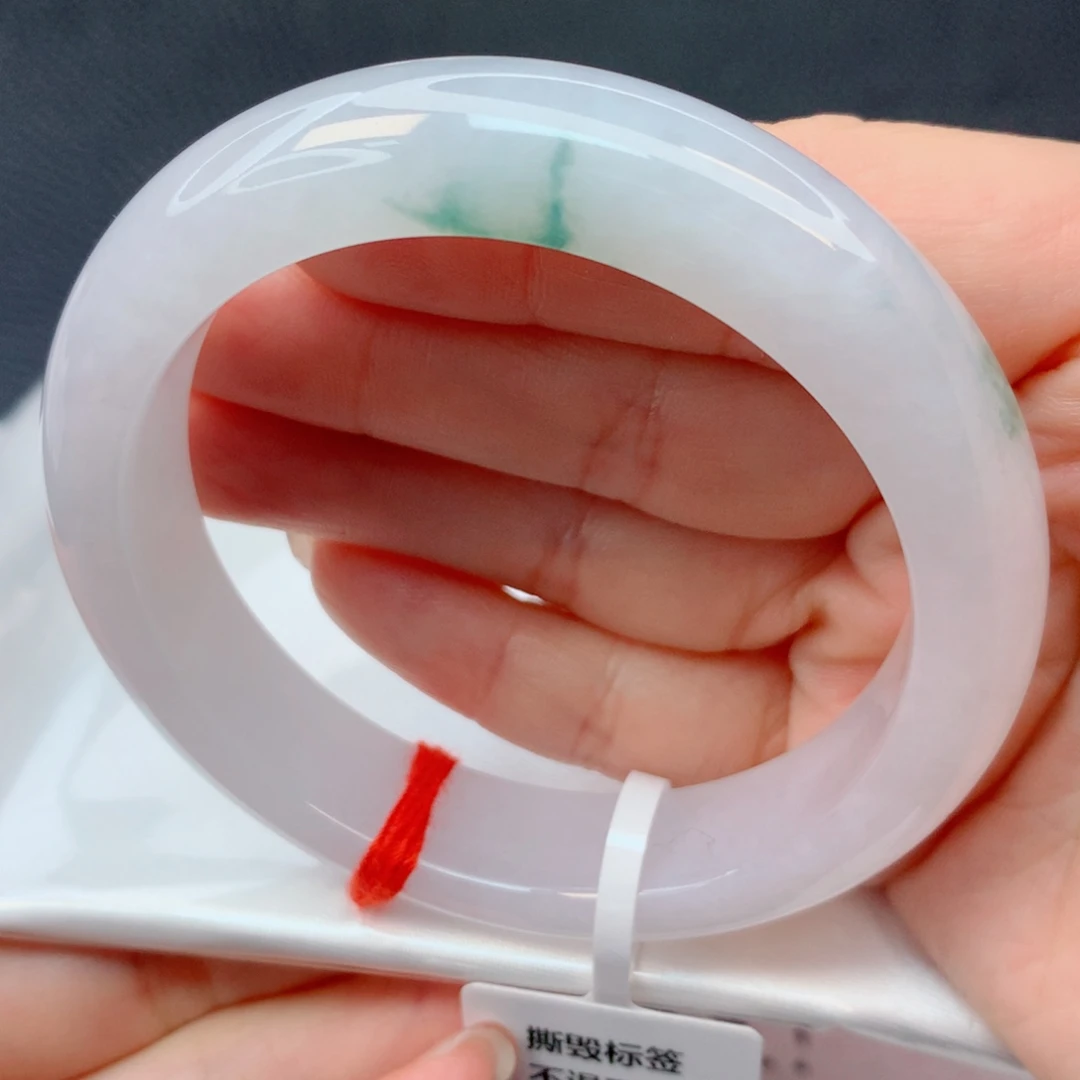 翡翠未镶嵌手镯55-56胶润飘花 厚装