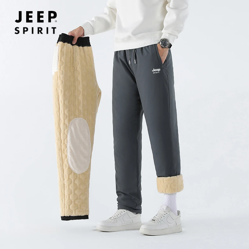 JEEPSPIRIT冬季加绒加厚棉裤男女新款外穿保暖防风防水防寒雪地裤