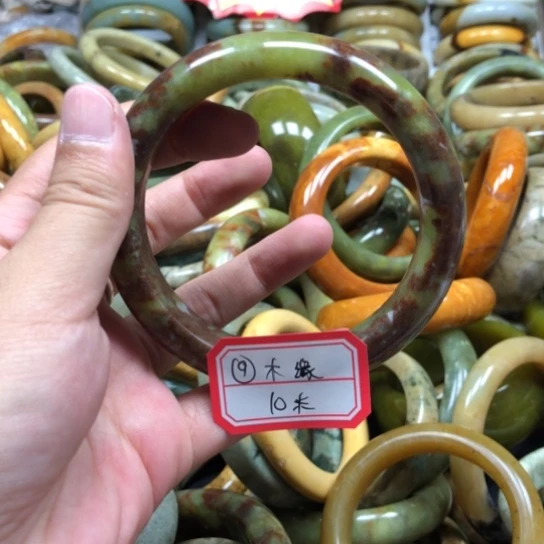 未镶嵌蛇纹石玉手镯木*