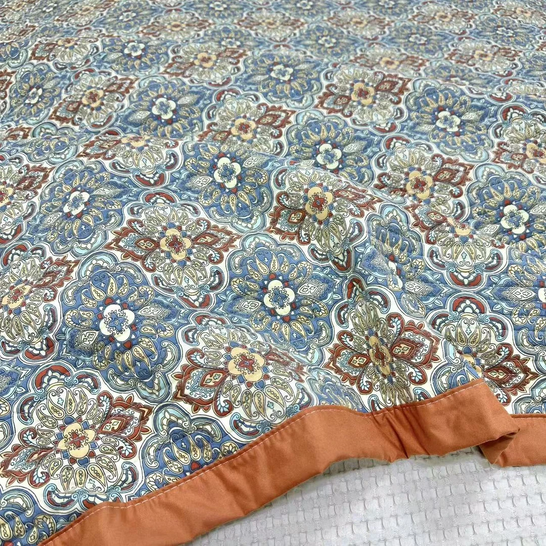 【微瑕】洛丽娜-橘色水洗棉绗缝双人床盖2*2.3m