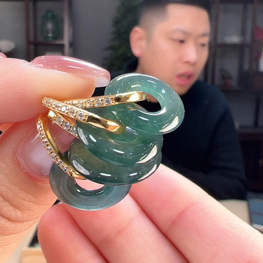 翡翠耳饰银S925镶嵌多样性发货一副