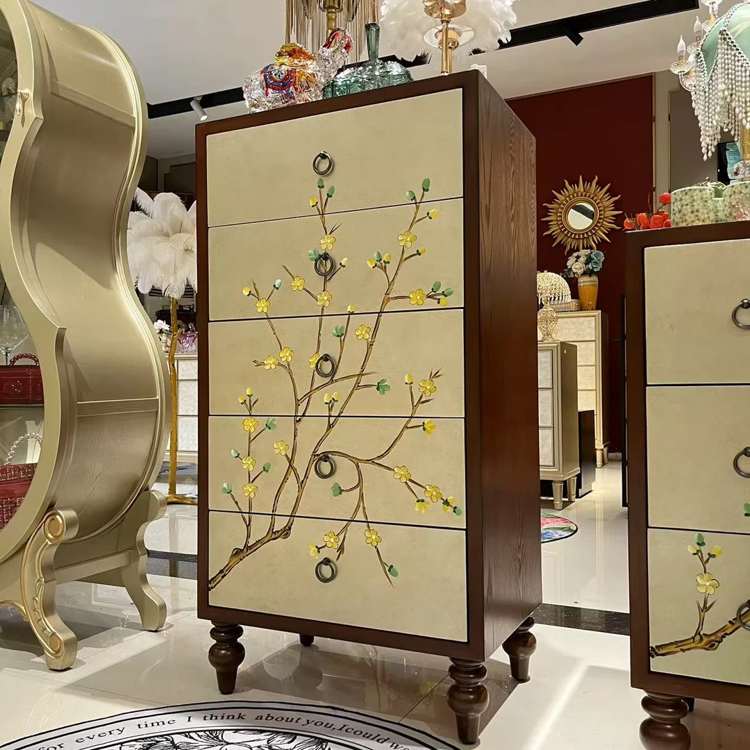 【喜悦家具】GH 复古做旧梅花五斗柜（加厚）60*40*115