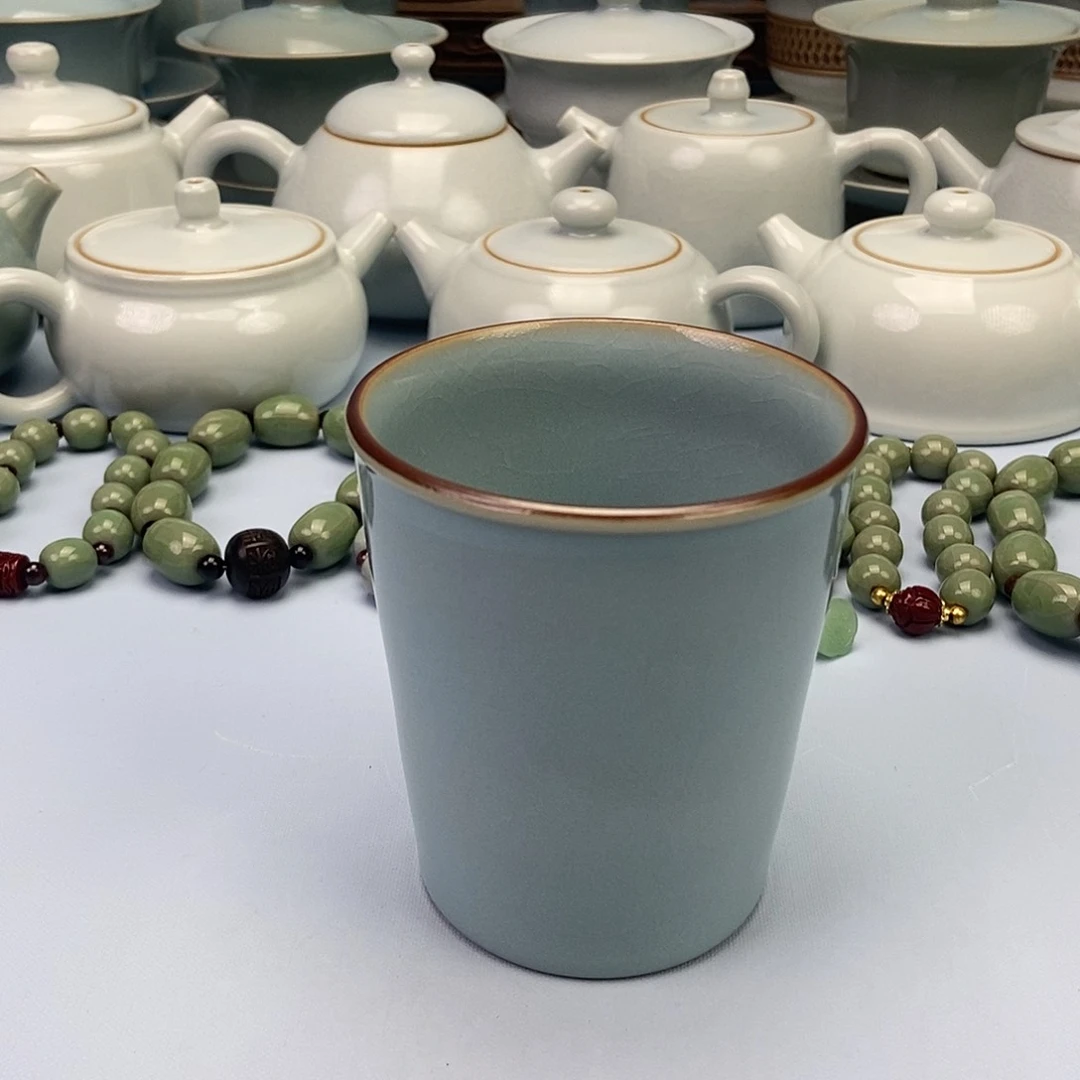 杯天青微蓝直桶杯原矿原釉原产地