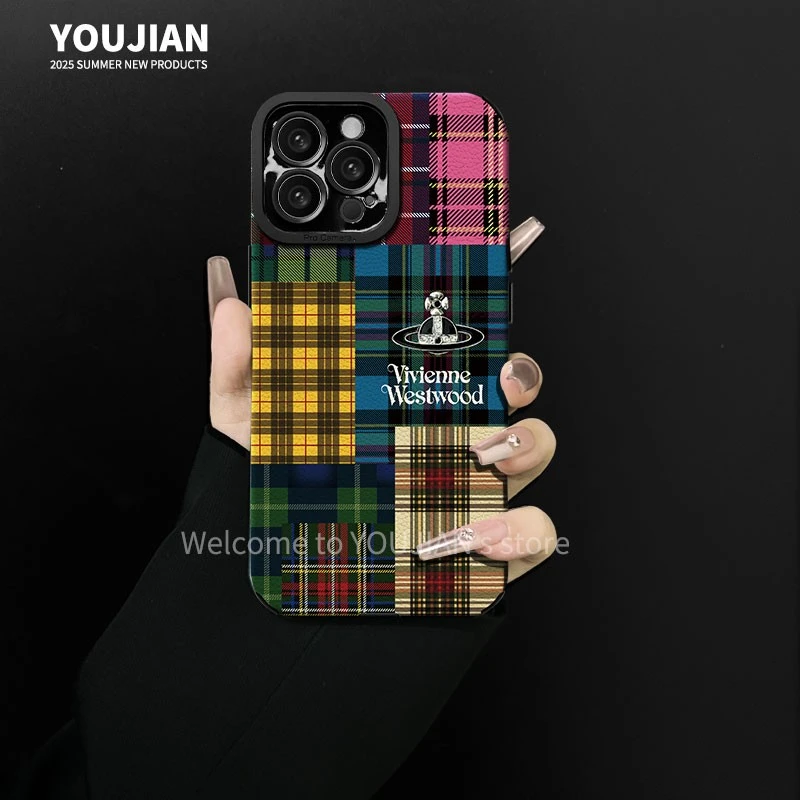 适用【苹果/oppo/华为/vivo/小米】潮牌星球ins彩色格纹创意手机壳