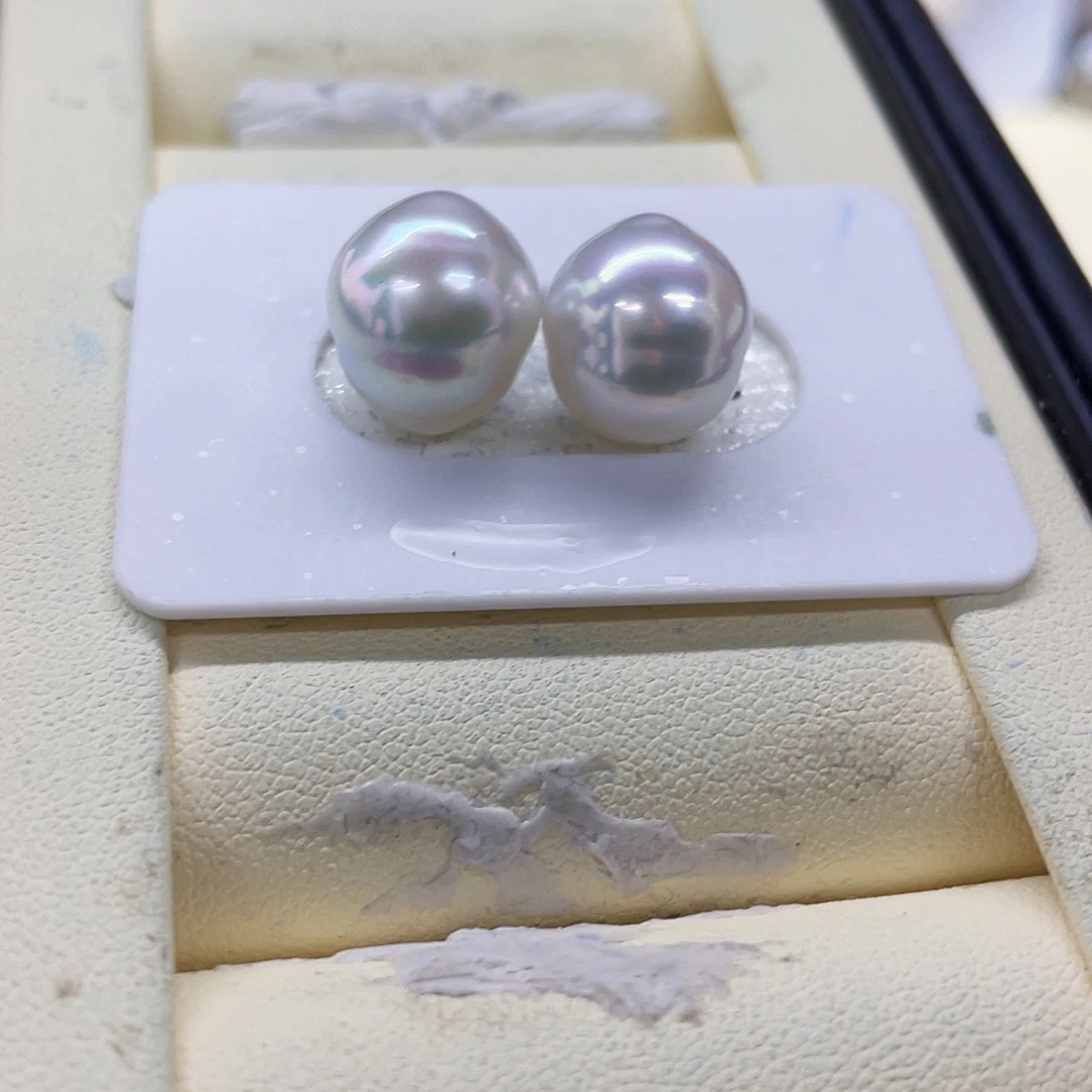 海水珍珠裸珠澳白宝石炫彩光对珠11-12mm