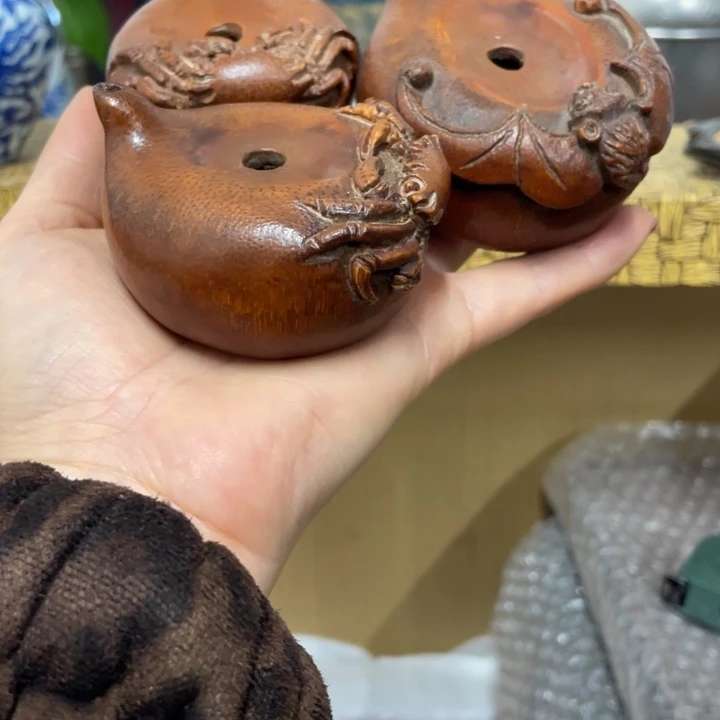 元***人竹中古艺术品摆件