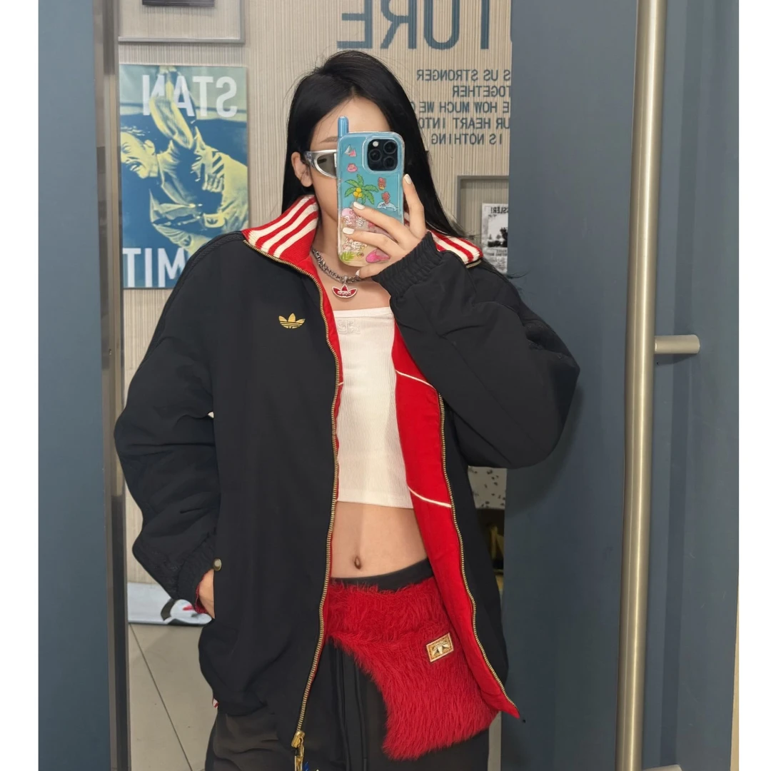 Adidas三叶草 JACKET PADDED 新年款保暖双面穿运动棉服 KT0639 Y